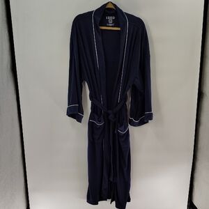 IZOD Sleepwear Robe Size One Size Navy With White Trim Front Pockets Unisex